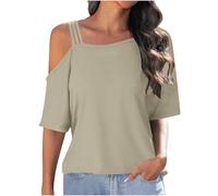 Women's Tops, Sexy Off The Shoulder T Shirts Spring Summer Casual Vacation Tees Lightweight Cozy Short Sleeve Tunic Shirt Loose Fit Basic Tshirt Ladies Going Out Tops