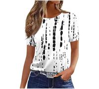 Womens Tops Short Sleeve T-Shirts Tunic Blouse Casual Lightweight Comfort Shirts Crewneck Elegant Workout Dressy Tunic Tops Vintage Loose Going Out T-Shirt Blouse Streetwear