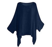 Womens Tops Summer Lightweight Round Neck Shirts Trendy Batwing Sleeve Comfy Blouses Solid Color Elegant Loose T Shirt Oversized Flowy Going Out Tee Top for Daily Holiday