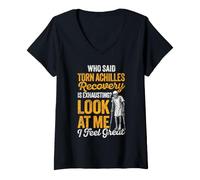 Women's Torn Achilles Tendon Rupture Surgery Funny Achilles Repair V-Neck T-Shirt