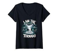 Women's Tornado Birthday Boy Girl I Am The Tornado V-Neck T-Shirt
