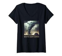 Womens Tornado Storm Chaser We've Got Cows Farm Barn V-Neck T-Shirt