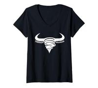 Womens Tornado Wrangler Bold Western Cowboy Graphic Design V-Neck T-Shirt