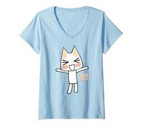 Womens Toro Inoue Doko Demo Issyo Cat Japanese Logo Video Game V-Neck T-Shirt