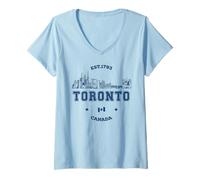 Womens Toronto Canada Trip Toronto Skyline V-Neck T-Shirt