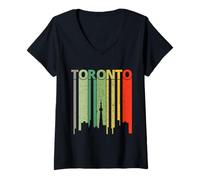 Womens Toronto Skyline Retro Toronto V-Neck T-Shirt