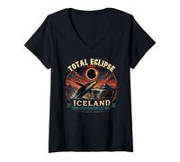 Women's Total Eclipse 2026 Sea Iceland August 12 2026 Humpback Whale V-Neck T-Shirt