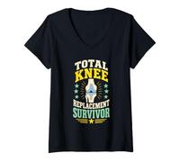 Women's Total Knee Replacement Survivor Recovery V-Neck T-Shirt