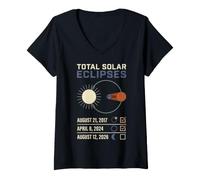 Women's Total Solar Eclipse 2017 2024 2024 Sun Moon Cruise Astronomy V-Neck T-Shirt
