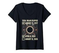 Women's Total Solar Eclipse 2024 2026 Observer Astronomy Skywatcher V-Neck T-Shirt