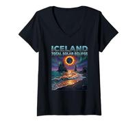 Women's Total Solar Eclipse 2026 Iceland Totality Chaser Science Men V-Neck T-Shirt