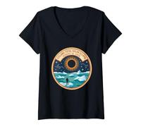 Women's Total Solar Eclipse 2026, Iceland Totality Chaser Science V-Neck T-Shirt