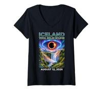 Women's Total Solar Eclipse 2026 Iceland, Totality Chaser Science V-Neck T-Shirt