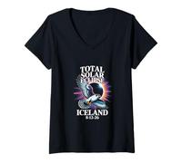 Women's Total Solar Eclipse August 12 2026 Iceland V-Neck T-Shirt