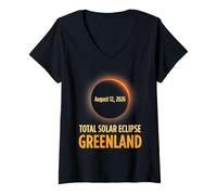 Women's Total Solar Eclipse Greenland August 12 2026 Arctic Eclipse V-Neck T-Shirt