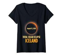 Women's Total Solar Eclipse Iceland August 12 2026 Eclipse Chaser V-Neck T-Shirt