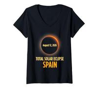 Women's Total Solar Eclipse Spain August 12 2026 Eclipse Chaser V-Neck T-Shirt