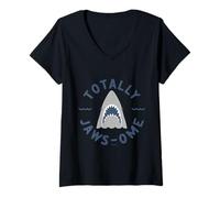 Women's Totally Jawsome Jaws Shark Adventure Vibes V-Neck T-Shirt