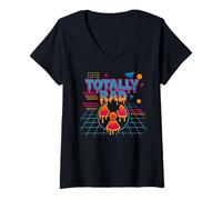 Womens Totally Rad Funny 80s Retro Radical Radiation Hazmat Humor V-Neck T-Shirt