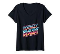 Womens Totally Rad Retro 80s Nostalgia Aesthetic Vibes V-Neck T-Shirt