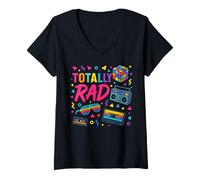 Womens Totally Rad Retro Classic 80s Fun Party Throwback V-Neck T-Shirt