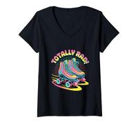 Womens Totally Rad Retro Roller Skates 80s Aesthetic V-Neck T-Shirt