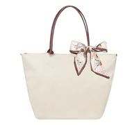 Women's Tote Bag, Foldable Shoulder Bag Handbag with Zip & Top Handle, Tote Shopping Bags Beach Travel Bags for Work, School, Travel, Leisure, Shopping, with Silk Scarf (Off White, 52 x 32 x 20 CM)