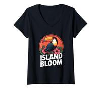 Womens Toucan Island Bloom V-Neck T-Shirt