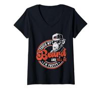 Womens Touch My Beard and Tell Me I'm Pretty Funny Bearded Monkey V-Neck T-Shirt