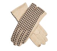Women's Touchscreen Gloves with Dogtooth Design - Natural / ONE