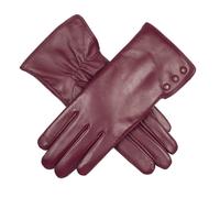 Women's Touchscreen Water-Resistant Faux Fur-Lined Leather Gloves with Buttons