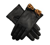 Women's Touchscreen Water-Resistant Lined Leather Gloves with Bow