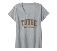 Womens Tough As A Mother - Mom Strength Resilience Grit V-Neck T-Shirt