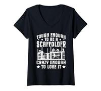 Womens Tough Enough to Be A Scaffolder - Crazy Enough to Love It V-Neck T-Shirt