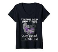 Womens Tough Enough to BE an Asshole Wife,Crazy Enough to Love HIM V-Neck T-Shirt