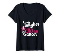 Womens Tougher More Than Cancer Inspirational Fighter Warrior Gifts V-Neck T-Shirt