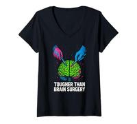 Womens Tougher Than Brain Surgery Cool Mens Surgery Recover V-Neck T-Shirt