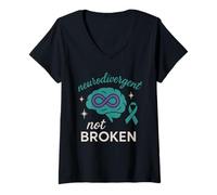 Womens Tourette Awareness TS Warrior Tic Disorder Neurodivergent V-Neck T-Shirt