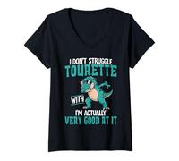 Womens Tourette Syndrome Awareness Tee Tourette Syndrome Warrior V-Neck T-Shirt