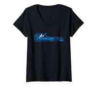 Womens Touring Sea Kayak Graphic Kayaker V-Neck T-Shirt