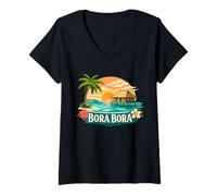 Women's Tourist Honeymoon Bora Bora Tropical Vacation Tee Cruise V-Neck T-Shirt