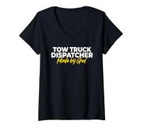 Women's Tow Truck Dispatcher Made By God V-Neck T-Shirt