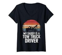 Women's Tow Truck My Daddy is A Tow Truck Driver V-Neck T-Shirt
