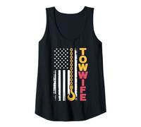Womens Tow Wife American Flag Hook Truck Driver Support Tank Top