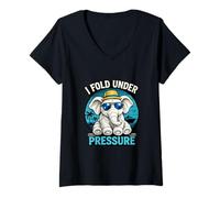 Women's Towel Animal Tees Elephant I Fold Under Pressure Cruise V-Neck T-Shirt