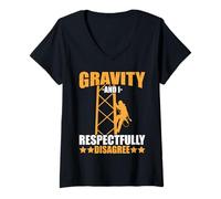 Women's Tower Climber Gravity and I Respectfully Disagree Climbing V-Neck T-Shirt