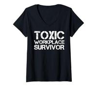 Women's Toxic Workplace Survivor V-Neck T-Shirt