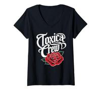 Women's Toxica Crew Latina Chula Cabrona Mexican Chicana Chingona V-Neck T-Shirt