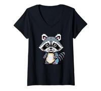 Womens Toy Bricks Raccoon Trash Panda Raccoons V-Neck T-Shirt