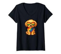 Womens Toy Poodle, Gay Pride, Apricot, Red, Light Brown V-Neck T-Shirt